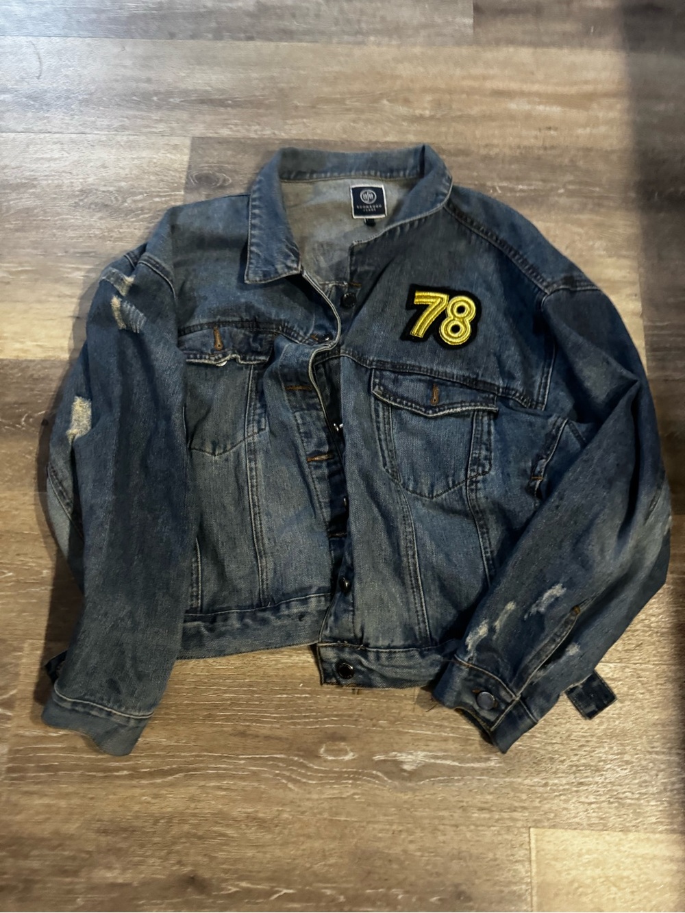 Boom Boom Jeans Dark Blue Denim Jacket with Yellow '78' Patch